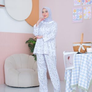 kkumi piyama katun jepang tangan panjang dengan aplikasi