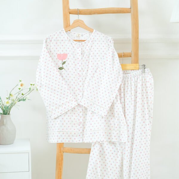 kkumi piyama katun jepang tangan panjang dengan aplikasi